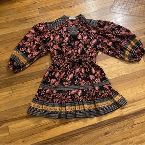 ALICE + OLIVIA Silk Sedona Tunic Dress Red Pink Orange Floral Mini